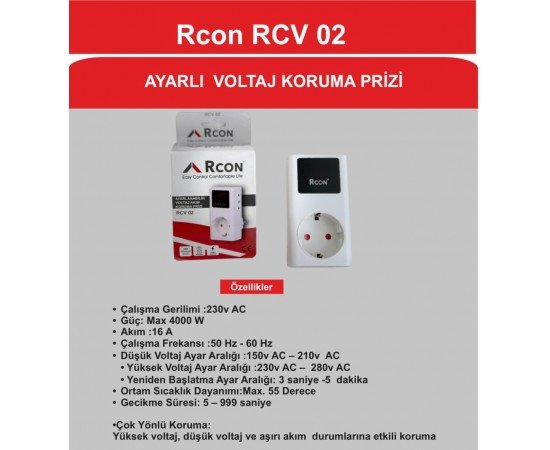 Akım Korumalı Priz Rcon RCV 02